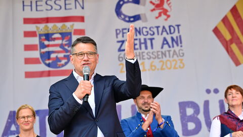Ministerpräsident Boris Rhein zieht positive Bilanz zum 60. Hessentag in Pfungstadt.